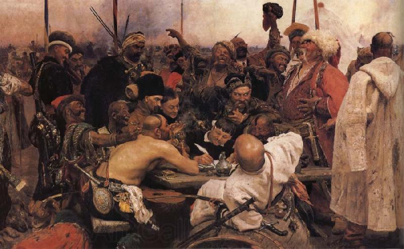 Ilya Repin The Zaporozhyz Cossachs Writting a Letter to the Turkish Sultan Norge oil painting art